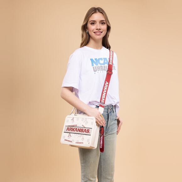 University of Arkansas Razorbacks Light Beige Satchel/Crossbody Bag - Picture 2 of 6